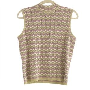 St. John Sport Lavender Moss Green Lightweight Sweater Vest Wool Blend Small